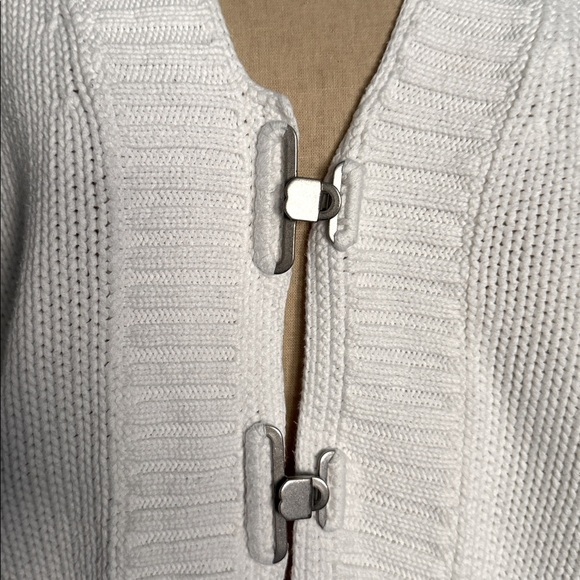 Chico's Chunky Metal Clasp Cardigan Sweater Womens 1/M Cotton 90’s Y2K Preppy - Picture 3 of 9